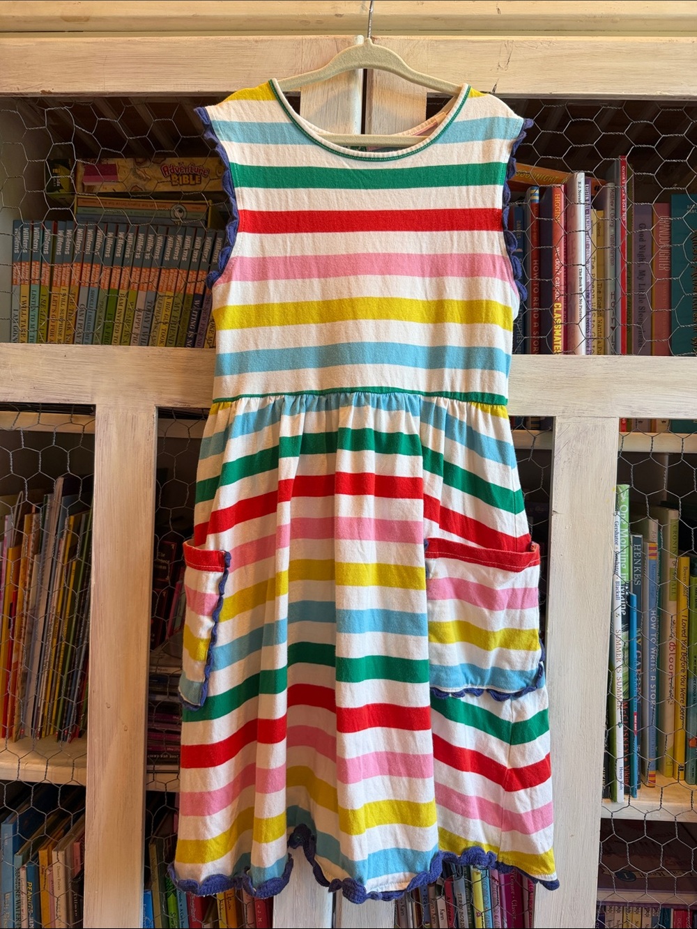 Mini Boden Colorful Striped Sleeveless Pocket Dress